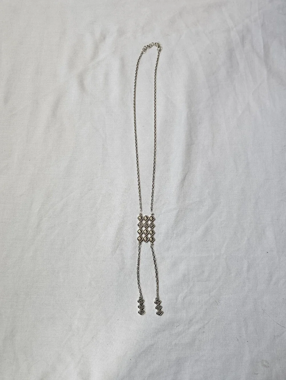 Brighton Lanakai Reversible Ladder Necklace White Enamel Silver Retired JL8263